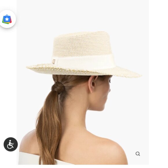 NWT Eric Javits Fringe Pinch Straw Fedora Hat Packable Women’s - Picture 3 of 8